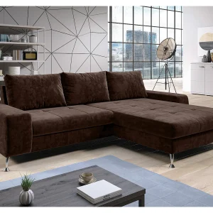 AX LIVING Hoekbank Artemia bruin fluweel 275 cm met slaapfunctie en opbergruimte rechts AX LIVING Hoekbank Artemia bruin fluweel 275 cm met slaapfunctie en opbergruimte rechts