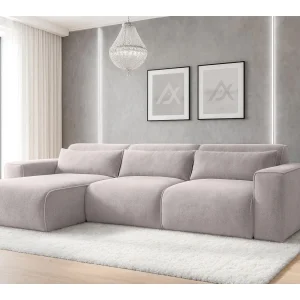 AX LIVING Hoekbank Ruyam 310 cm crème met slaapfunctie links AX LIVING Hoekbank Ruyam 310 cm crème met slaapfunctie links