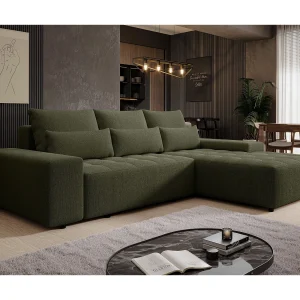 AX LIVING Hoekbank Alvorada 280 cm donkergroen met slaapfunctie AX LIVING Hoekbank Alvorada 280 cm donkergroen met slaapfunctie