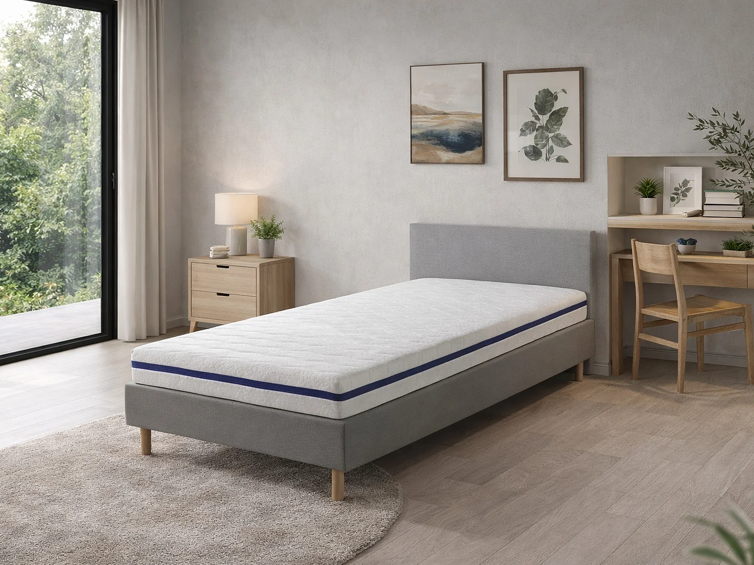 Ademende schuimrubberen matras 90X180 LOA, Hoogte 11 CM, Afneembaar, ergonomisch en aanpasbaar.