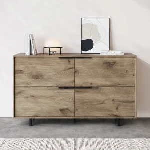 Alberto-Dressoir met 4 kleppen in eiken look Alberto-Dressoir met 4 kleppen in eiken look