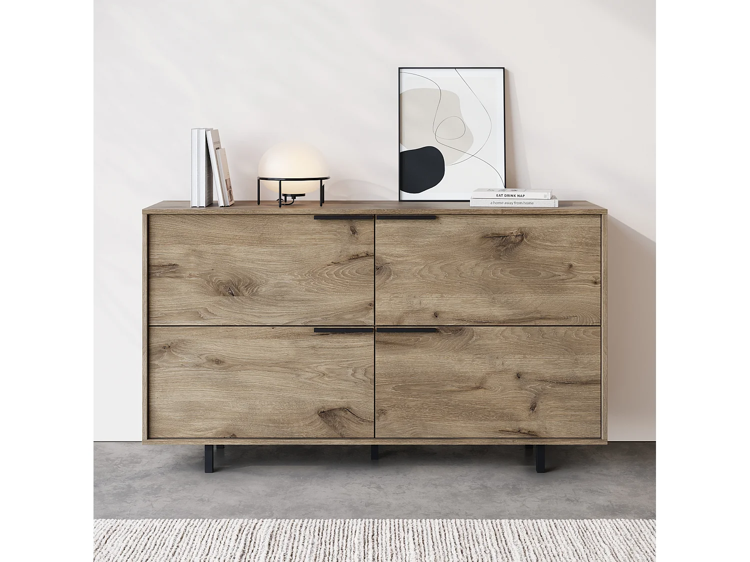 Alberto-Dressoir met 4 kleppen in eiken look