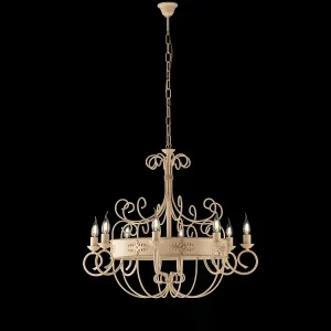 Baltimore Lustre en fer laqué décapé ivoire 8 lumières 126 d.76 BL183-8-AV Baltimore Lustre en fer laqué décapé ivoire 8 lumières 126 d.76 BL183-8-AV