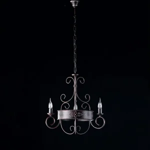 Baltimore Lustre en fer laqué noir et rouille 3 lumières 113 d.54 BL183-3-RG Baltimore Lustre en fer laqué noir et rouille 3 lumières 113 d.54 BL183-3-RG