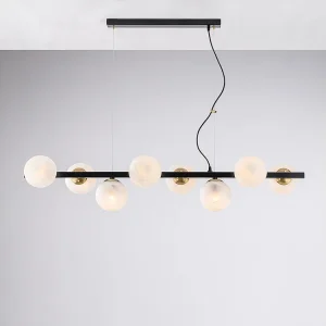 Adrian Suspension en fer laqué noir et bronzé 8 lumières L.121 x 30 BL278-8-NR Adrian Suspension en fer laqué noir et bronzé 8 lumières L.121 x 30 BL278-8-NR