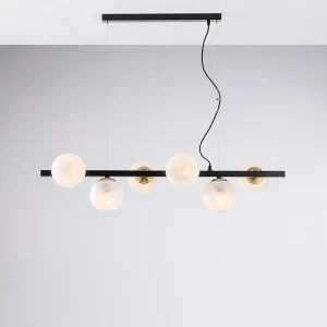 Adrian Suspension en fer laqué noir et bronzé 6 lumières L.101 x 30 BL278-6-NR Adrian Suspension en fer laqué noir et bronzé 6 lumières L.101 x 30 BL278-6-NR