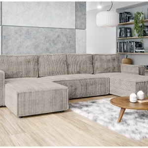AX LIVING U-bank Aydin cord beige met slaapfunctie AX LIVING U-bank Aydin cord beige met slaapfunctie