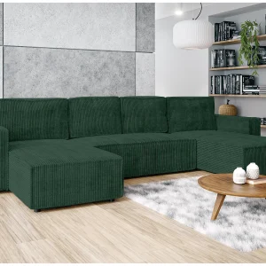 AX LIVING U-bank Aydin cord groen met slaapfunctie AX LIVING U-bank Aydin cord groen met slaapfunctie