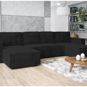 AX LIVING U-bank Aydin cord donkergrijs met slaapfunctie AX LIVING U-bank Aydin cord donkergrijs met slaapfunctie