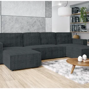 AX LIVING U-bank Aydin cord grijs met slaapfunctie AX LIVING U-bank Aydin cord grijs met slaapfunctie