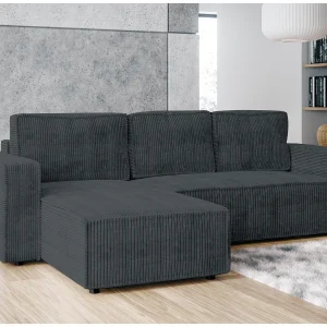 AX LIVING Hoekbank Aydin cord grijs 258 cm met slaapfunctie AX LIVING Hoekbank Aydin cord grijs 258 cm met slaapfunctie