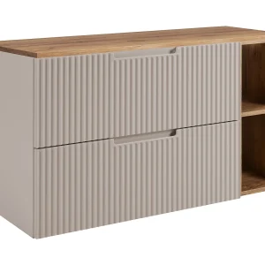 Badkamerkastje, kasjmier / Craft eikenhout, 80 (60 + 20) x 58,6 x 46 cm
