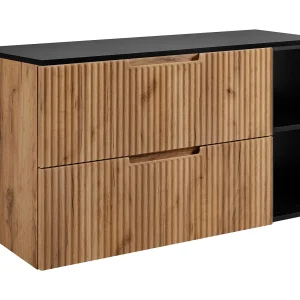Badkamerkastje, Craft eikenhout / zwart, 80 (60 + 20) x 58,6 x 46 cm
