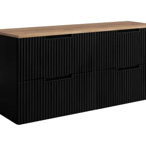 Badkamerkastje, zwart / Craft eikenhout, 160 (2 x 80) x 58,6 x 46 cm
