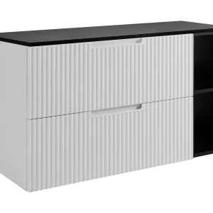 Badkamerkastje, wit/zwart, 80 (60 + 20) x 58,6 x 46 cm Badkamerkastje, wit/zwart, 80 (60 + 20) x 58,6 x 46 cm