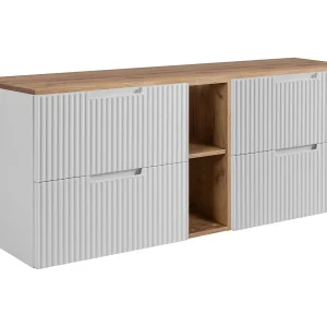 Badkamerkastje, wit / Craft eikenhout, 140 (2 x 60 + 20) x 58,6 x 46 cm Badkamerkastje, wit / Craft eikenhout, 140 (2 x 60 + 20) x 58,6 x 46 cm