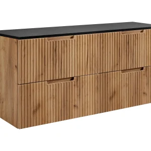 Badkamerkastje, Craft eikenhout / zwart, 160 (2 x 80) x 58,6 x 46 cm