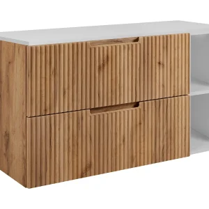 Badkamerkastje, Craft eikenhout / wit, 80 (60 + 20) x 58,6 x 46 cm