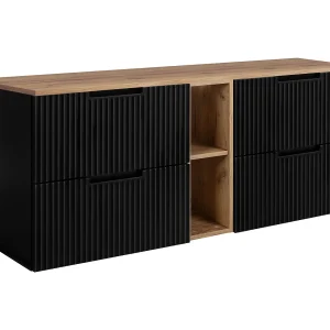 Badkamerkastje, zwart / Craft eikenhout, 140 (2 x 60 + 20) x 58,6 x 46 cm Badkamerkastje, zwart / Craft eikenhout, 140 (2 x 60 + 20) x 58,6 x 46 cm