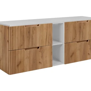 Badkamerkastje, Craft eikenhout / wit, 180 (2 x 80 + 20) x 58,6 x 46 cm