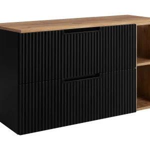 Badkamerkastje, zwart / Craft eikenhout, 80 (60 + 20) x 58,6 x 46 cm