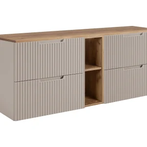 Badkamerkastje, kasjmier / Craft eikenhout, 180 (2 x 80 + 20) x 58,6 x 46 cm