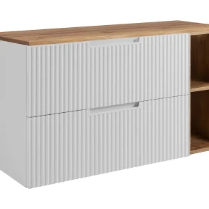 Badkamerkastje, wit / Craft eikenhout, 100 (80 + 20) x 58,6 x 46 cm Badkamerkastje, wit / Craft eikenhout, 100 (80 + 20) x 58,6 x 46 cm