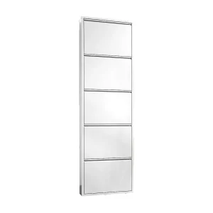 Dmora Schoenenkast Isidro 15x50x172h cm Wit 10 Paar 5 Vakken, Schoenenmeubel met 5 Deuren Dmora Schoenenkast Isidro 15x50x172h cm Wit 10 Paar 5 Vakken, Schoenenmeubel met 5 Deuren