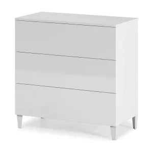 Dmora Dressoir Baltimora 40x80x80h cm Wit 3 Lades, Schuifopen en -dicht