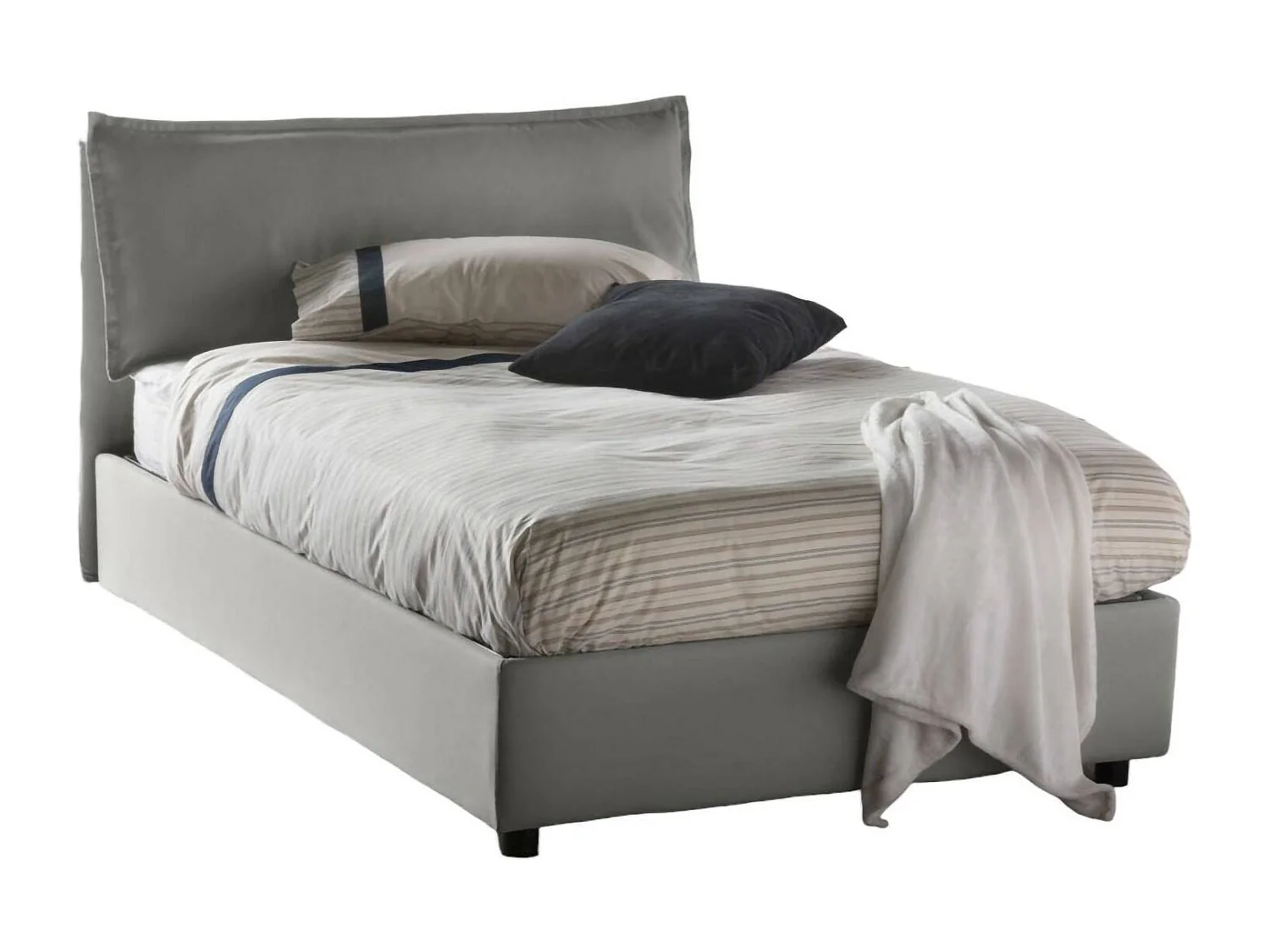 Italia Talamo Stadsbed Grijs Agata, Matras Inbegrepen, Afneembare Hoes, Opslagruimte, Made in Italy