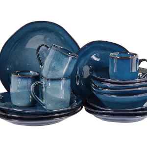 16-delige serviesset HAWTHORN Steengoed Blauw 16-delige serviesset HAWTHORN Steengoed Blauw