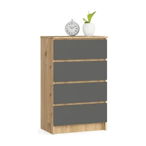 Ladekast K60 met 4 Lades / AKORD Furniture Factory / Artisan Eik – Grafietgrijs / 60 x 99 x 40 cm