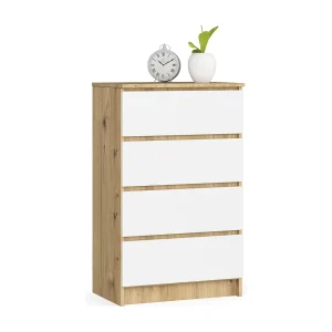 Ladekast K60 met 4 Lades / AKORD Furniture Factory / Artisan Eik – Wit / 60 x 99 x 40 cm