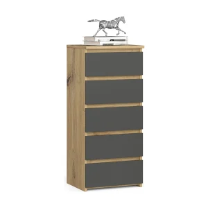 Ladekast CL5 met 5 Lades / AKORD Furniture Factory / Artisan Eik – Grafietgrijs / 40 x 92 x 35 cm