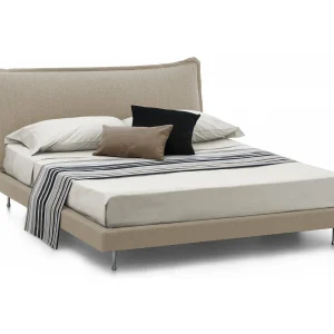 Talamo Italia Tweepersoonsbed Anika Beige Met Opbergruimte Matrasmaat 160×190 cm, Gewatteerd Made in Italy