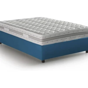 Tweepersoonsbed Adele Italia Blauw Matras Inclusief, Afneembare Hoes, Opbergruimte Gemaakt in Italië