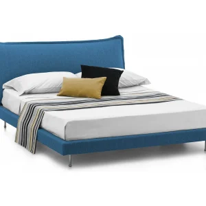 Talamo Italia Tweepersoonsbed Anika blauw met Opbergruimte, Matrasmaat 160×190 cm, Gestoffeerd Made in Italy