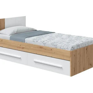 Dmora Kinderbed Anaheim Bruin Eiken Knopen Opslag Matrassenmaat 90×190 cm, Bed Gewichtsondersteuning 90 kg Dmora Kinderbed Anaheim Bruin Eiken Knopen Opslag Matrassenmaat 90×190 cm, Bed Gewichtsondersteuning 90 kg