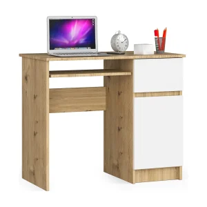 Bureau Rechts PIKSEL / Computerbureau / Computer Tafel / Bureautafel Rechts / Artisan Eik – Wit / 90 x 77 x 50 cm Bureau Rechts PIKSEL / Computerbureau / Computer Tafel / Bureautafel Rechts / Artisan Eik – Wit / 90 x 77 x 50 cm