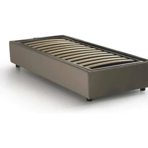 Talamo Italia Eenpersoonsbed Ambra Grijs Taupe Opslag Matrasmaat 80×190 cm, Inclusief Lattenbodem Gemaakt in Italië