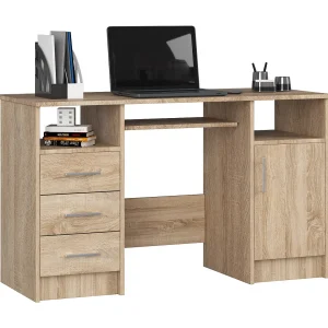 Bureau ANA met 3 Laden / Computerbureau / Computer Tafel / Bureautafel / Sonoma Eik / 124 x 77 x 52 cm Bureau ANA met 3 Laden / Computerbureau / Computer Tafel / Bureautafel / Sonoma Eik / 124 x 77 x 52 cm