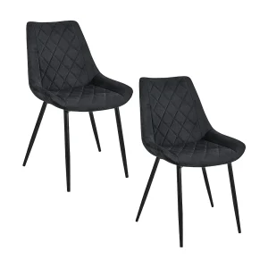 2x Zwarte Velours Stoel SJ.0488 met Stalen Kruisvoet – Set van 2, Duurzaam tot 130 kg, Zelfmontage 2x Zwarte Velours Stoel SJ.0488 met Stalen Kruisvoet – Set van 2, Duurzaam tot 130 kg, Zelfmontage