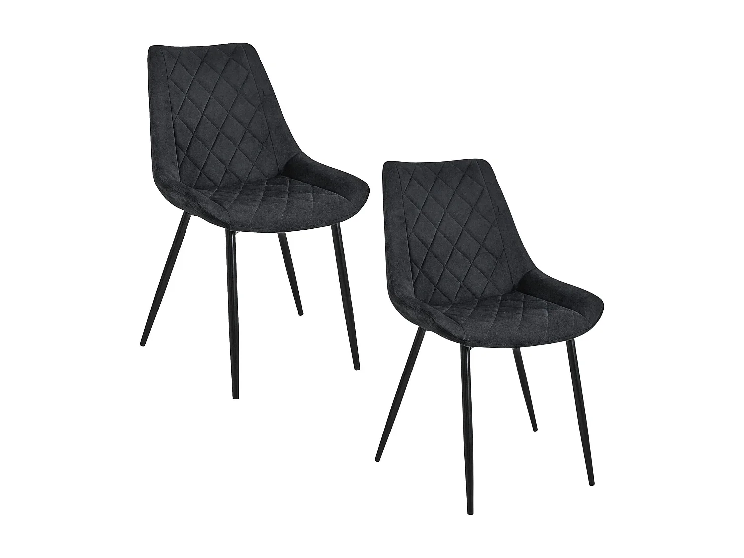 2x Zwarte Velours Stoel SJ.0488 met Stalen Kruisvoet - Set van 2, Duurzaam tot 130 kg, Zelfmontage