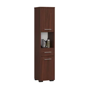 Badkamerkolomkast FIN 2D1SZ1W Wenge – Vrijstaande/Opknopende 30x140x30 cm, 2 Deuren, 1 Lade, Mat Laminaat met ABS-randen, Zelfmontage Badkamerkolomkast FIN 2D1SZ1W Wenge – Vrijstaande/Opknopende 30x140x30 cm, 2 Deuren, 1 Lade, Mat Laminaat met ABS-randen, Zelfmontage