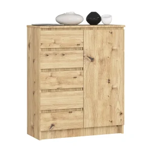 Kommode K80 met 5 Lades en 1 Deur / AKORD Furniture Factory / Artisan Eik / 80 x 97 x 35 cm
