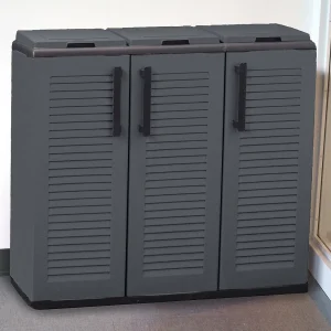 Arko vuilnisbak, inhoud 330 (110 per zak) Gemaakt in Italië, 102x37x84h cm grijs, afvalcontainer, 3 bakken, framekleur zwart Arko vuilnisbak, inhoud 330 (110 per zak) Gemaakt in Italië, 102x37x84h cm grijs, afvalcontainer, 3 bakken, framekleur zwart