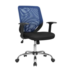 Albany bureaustoel, Mesh executive fauteuil met armleuningen, Ergonomische bureaustoel, 60x54h90/98 cm, Zwart en Blauw Albany bureaustoel, Mesh executive fauteuil met armleuningen, Ergonomische bureaustoel, 60x54h90/98 cm, Zwart en Blauw
