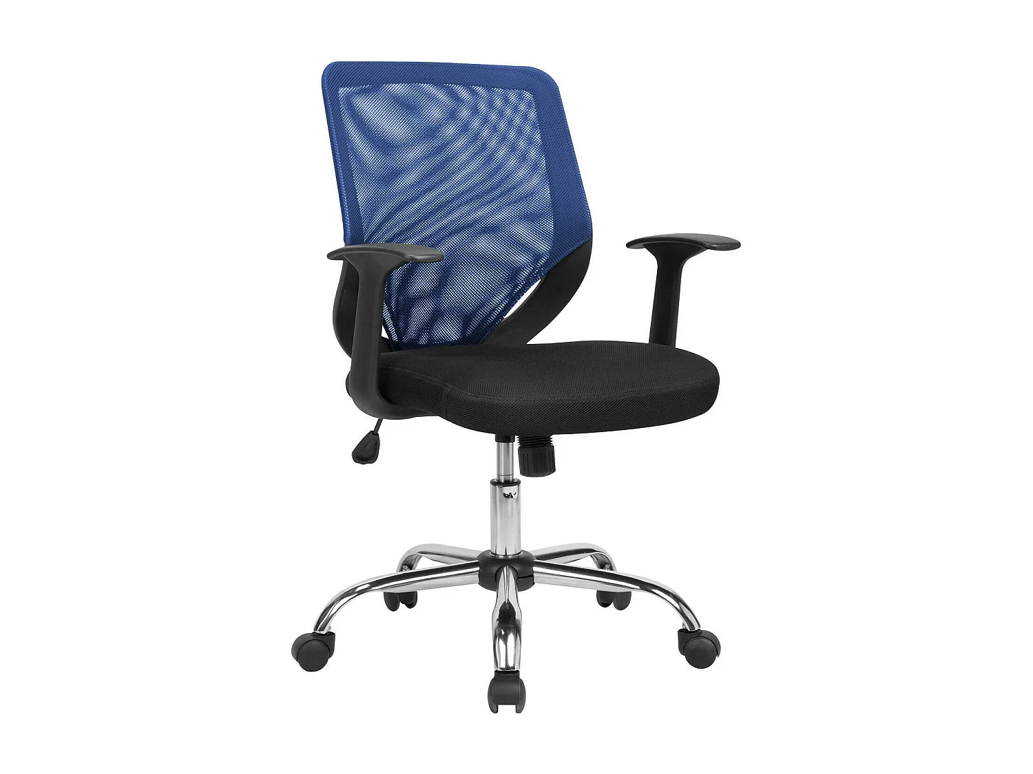 Albany bureaustoel, Mesh executive fauteuil met armleuningen, Ergonomische bureaustoel, 60x54h90/98 cm, Zwart en Blauw