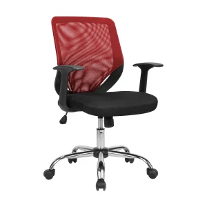 Albany bureaustoel, Mesh executive fauteuil met armleuningen, Ergonomische bureaustoel, 60x54h90/98 cm, Zwart en Rood Albany bureaustoel, Mesh executive fauteuil met armleuningen, Ergonomische bureaustoel, 60x54h90/98 cm, Zwart en Rood