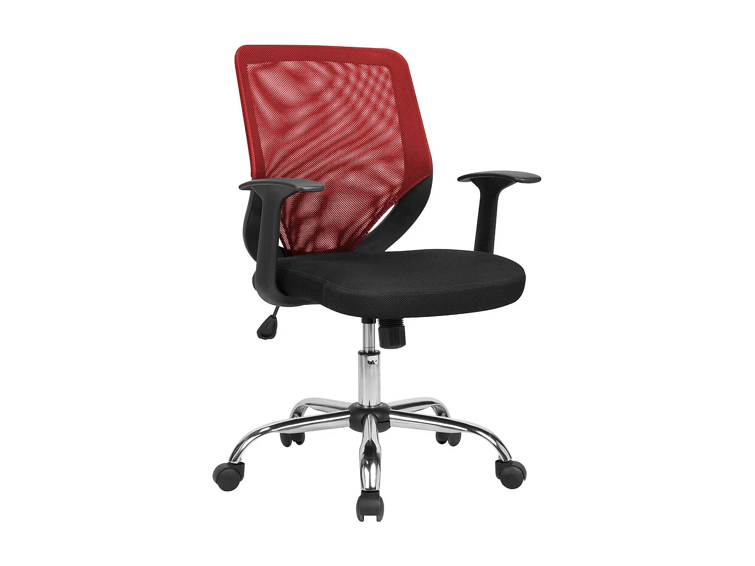 Albany bureaustoel, Mesh executive fauteuil met armleuningen, Ergonomische bureaustoel, 60x54h90/98 cm, Zwart en Rood